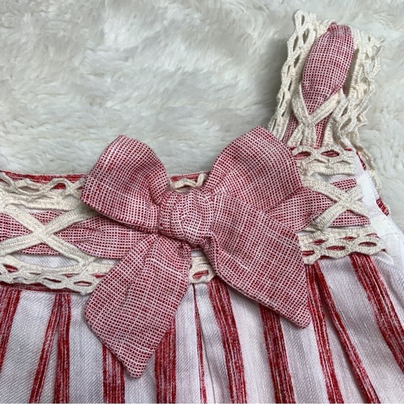 Pili Carrera Baby's Sleeveless Striped Pleated Red Dress & Brief Set Sz 12Months - Picture 3 of 14